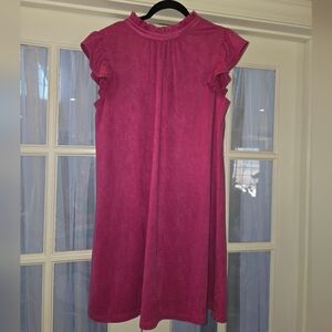 Almost Pink Vibrant Faux Suede Dress